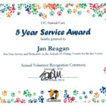 Oc animal care 5 year service award